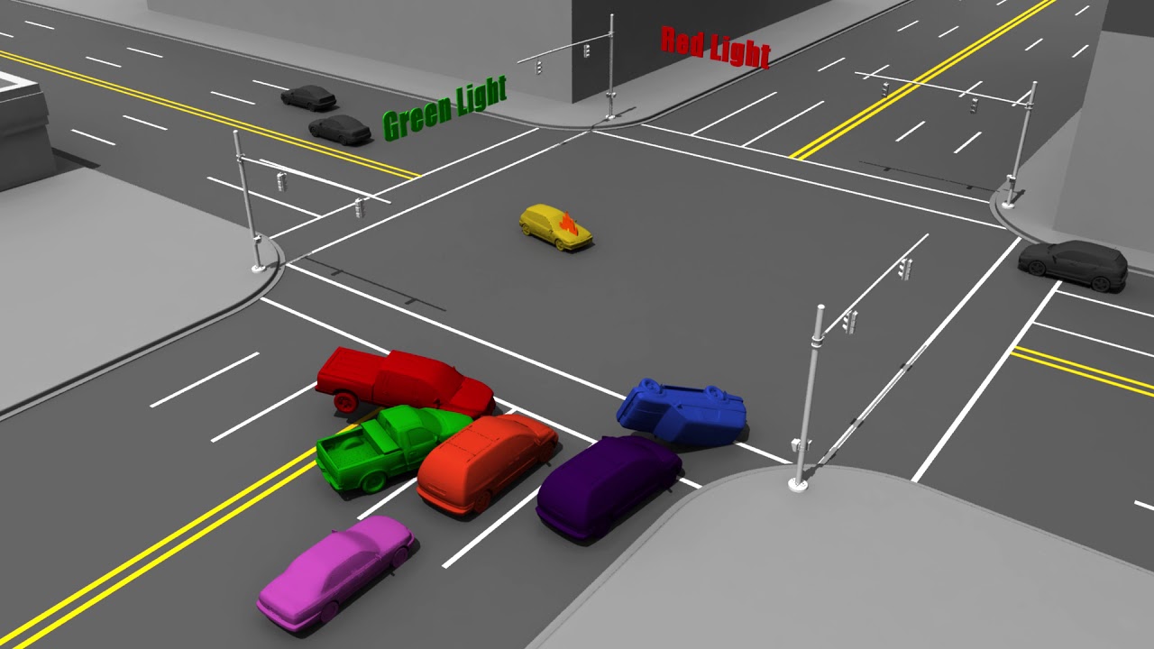 Red Light Run Crash 3D Legal Animation by Industrial3D | Courtroom Animation | Litigation Graphics